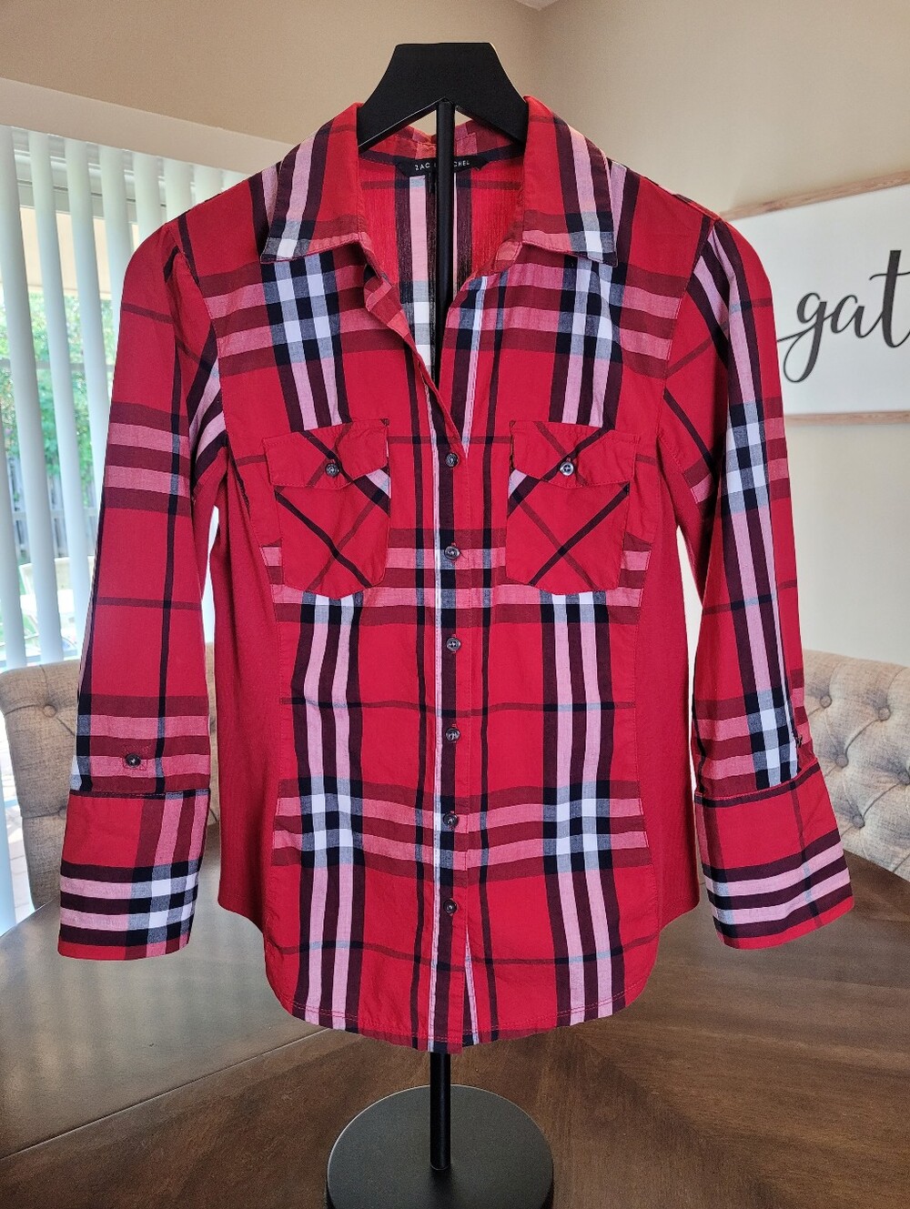 Zac and Rachel's button-up shirt.